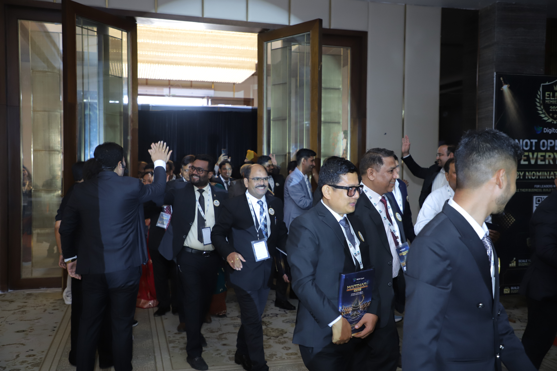 Community members entering the ballroom